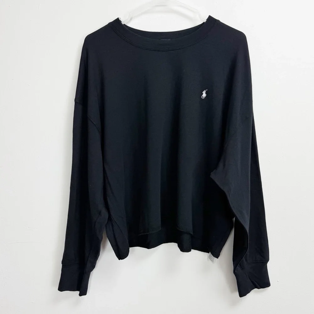 Polo Ralph Lauren Shirt Womens Medium Black Long Sleeve PJs Pajama Sleep Top NWT